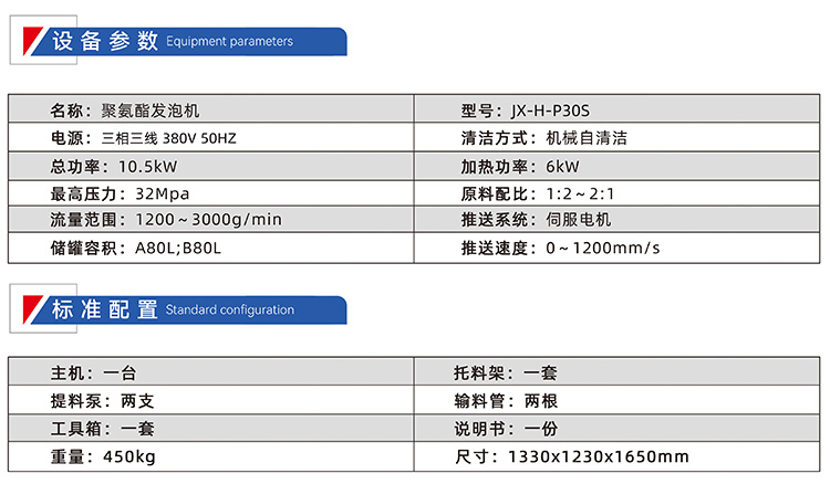 JX-H-P30S断桥铝型材填充发泡机参数